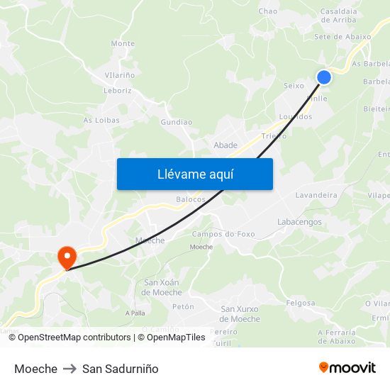 Moeche to San Sadurniño map