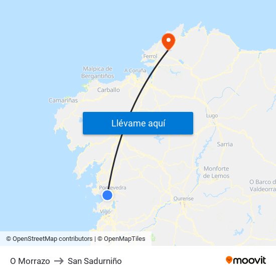 O Morrazo to San Sadurniño map