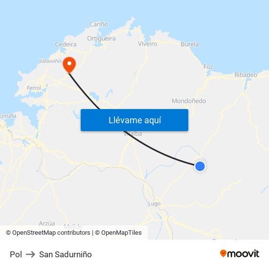 Pol to San Sadurniño map