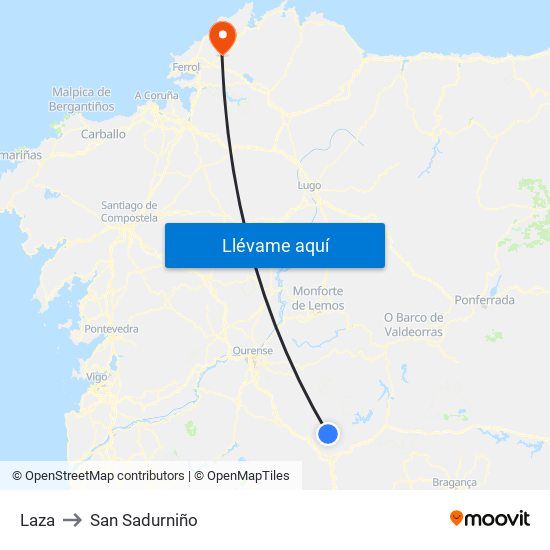 Laza to San Sadurniño map