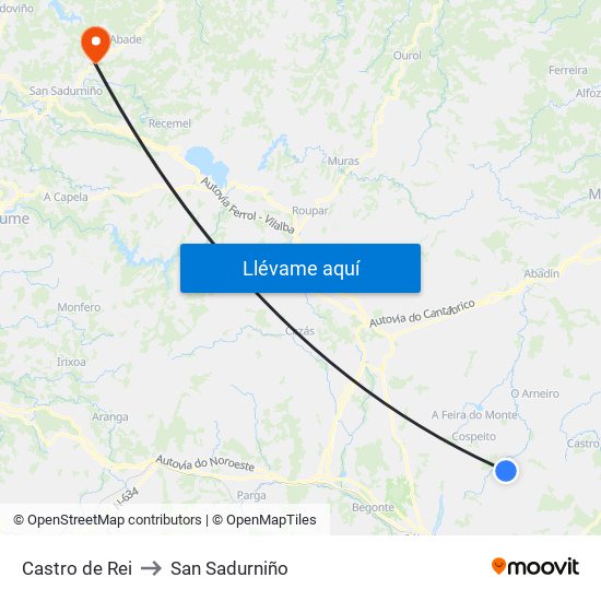 Castro de Rei to San Sadurniño map