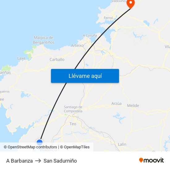 A Barbanza to San Sadurniño map