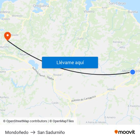 Mondoñedo to San Sadurniño map