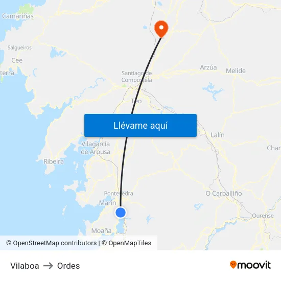 Vilaboa to Ordes map
