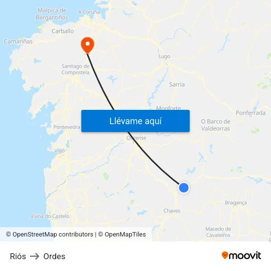 Riós to Ordes map