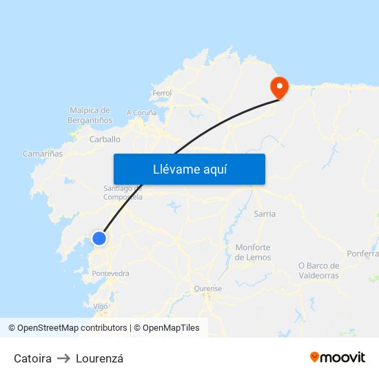 Catoira to Lourenzá map