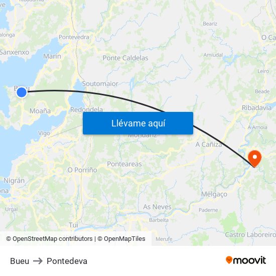 Bueu to Pontedeva map