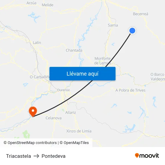 Triacastela to Pontedeva map