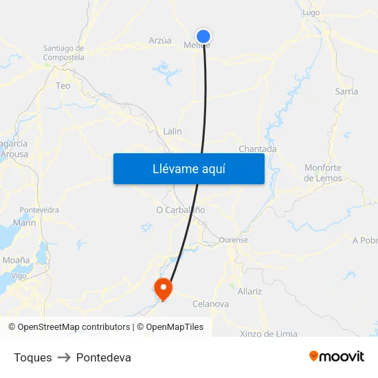 Toques to Pontedeva map