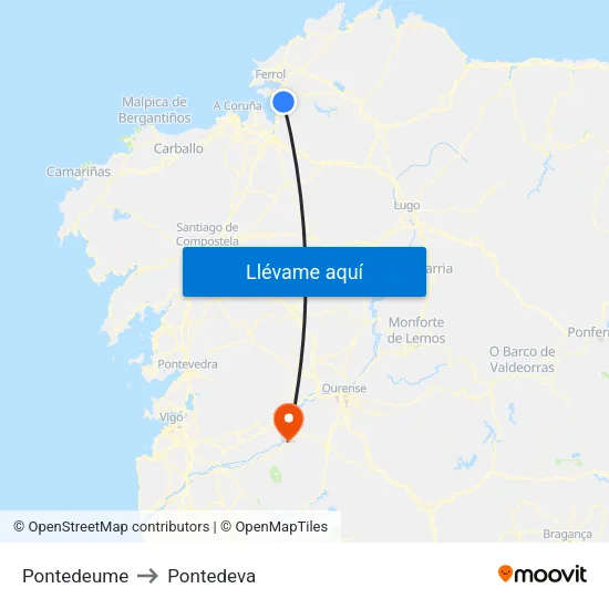 Pontedeume to Pontedeva map