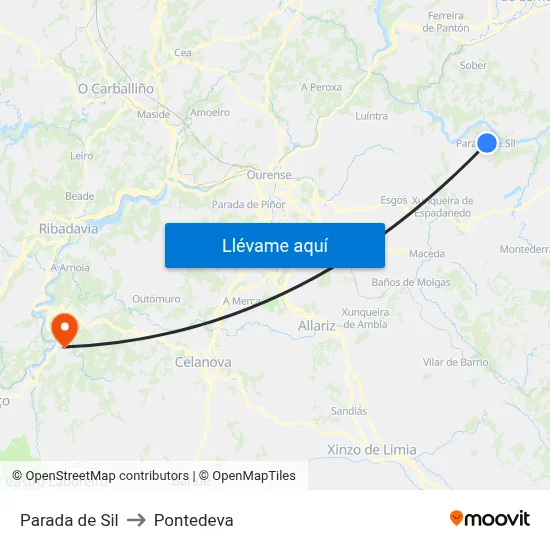 Parada de Sil to Pontedeva map
