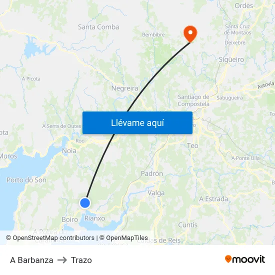 A Barbanza to Trazo map