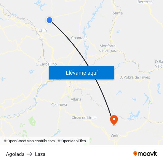 Agolada to Laza map