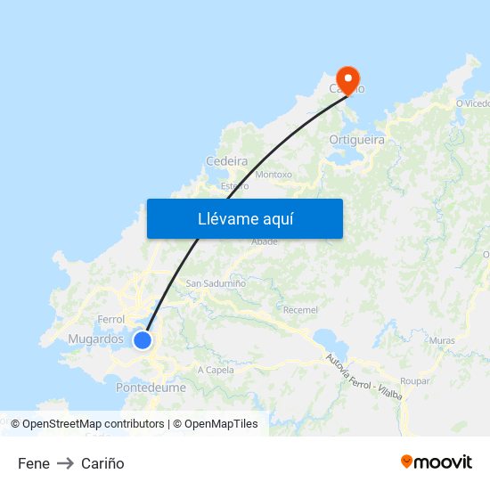 Fene to Cariño map