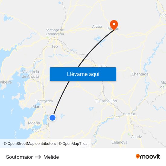 Soutomaior to Melide map