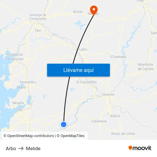 Arbo to Melide map