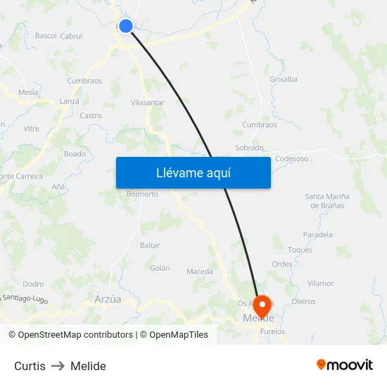 Curtis to Melide map