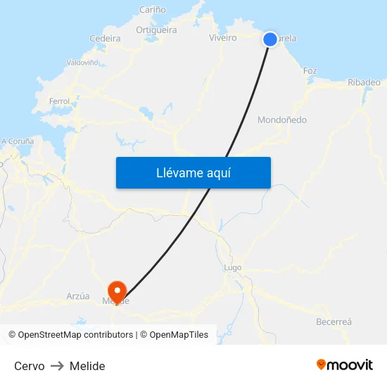 Cervo to Melide map