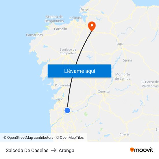 Salceda De Caselas to Aranga map
