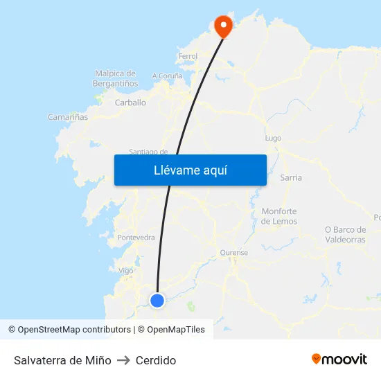 Salvaterra de Miño to Cerdido map