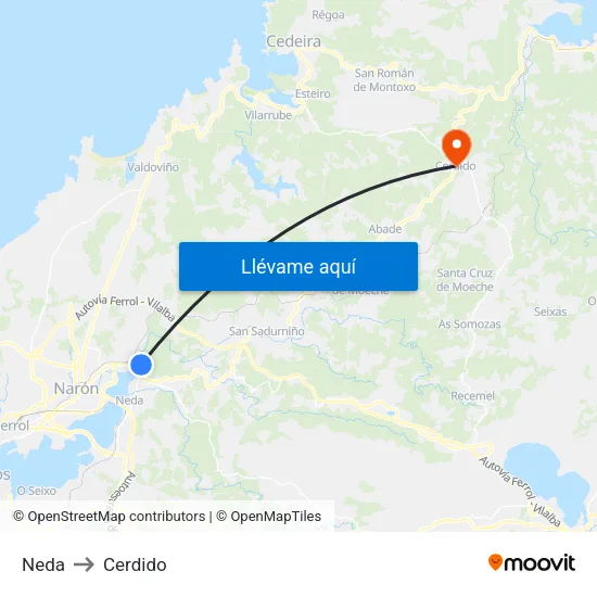 Neda to Cerdido map