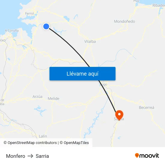 Monfero to Sarria map