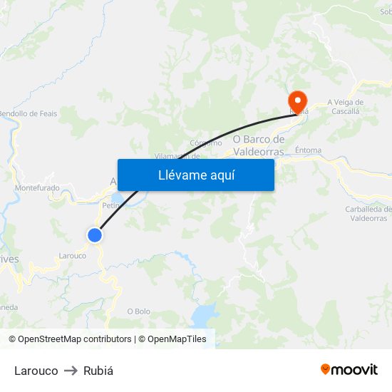 Larouco to Rubiá map