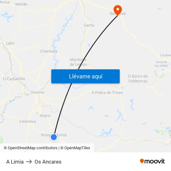 A Limia to Os Ancares map