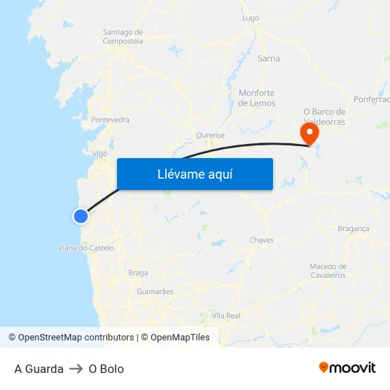 A Guarda to O Bolo map