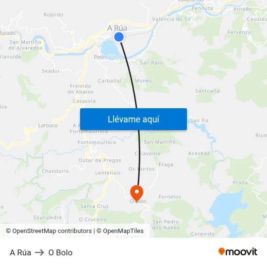 A Rúa to O Bolo map