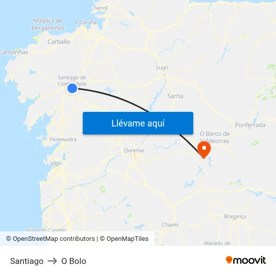 Santiago to O Bolo map
