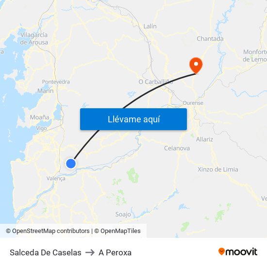 Salceda De Caselas to A Peroxa map
