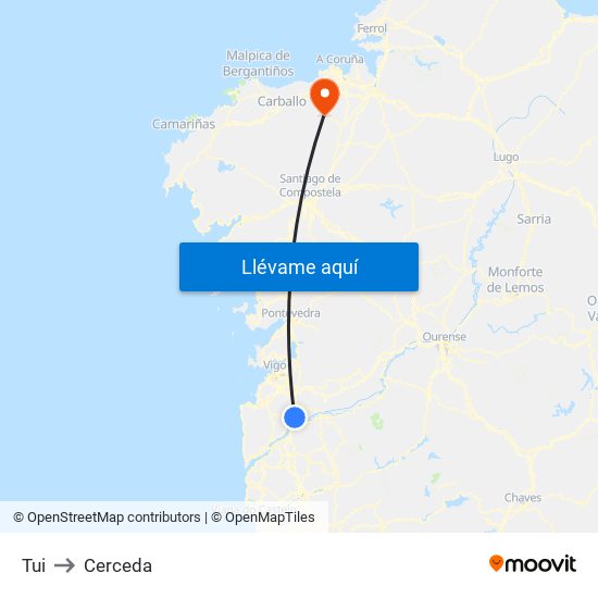 Tui to Cerceda map