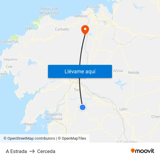 A Estrada to Cerceda map