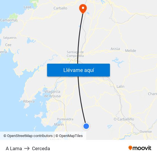 A Lama to Cerceda map