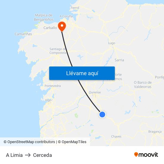 A Limia to Cerceda map