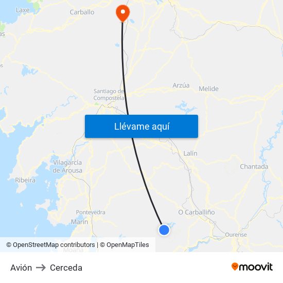Avión to Cerceda map