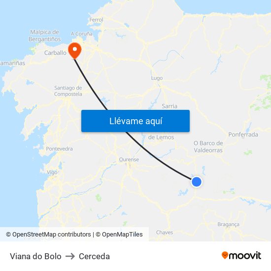 Viana do Bolo to Cerceda map