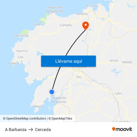 A Barbanza to Cerceda map