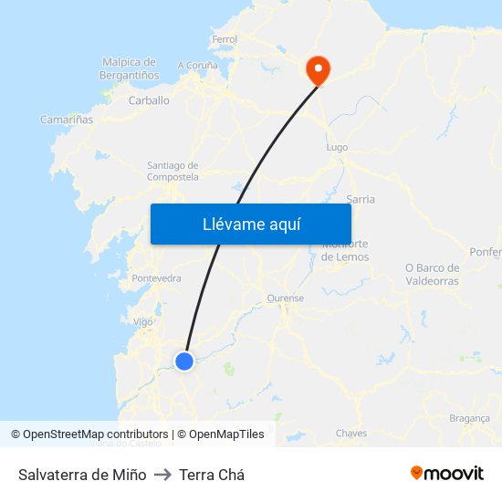 Salvaterra de Miño to Terra Chá map