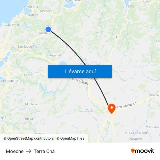 Moeche to Terra Chá map