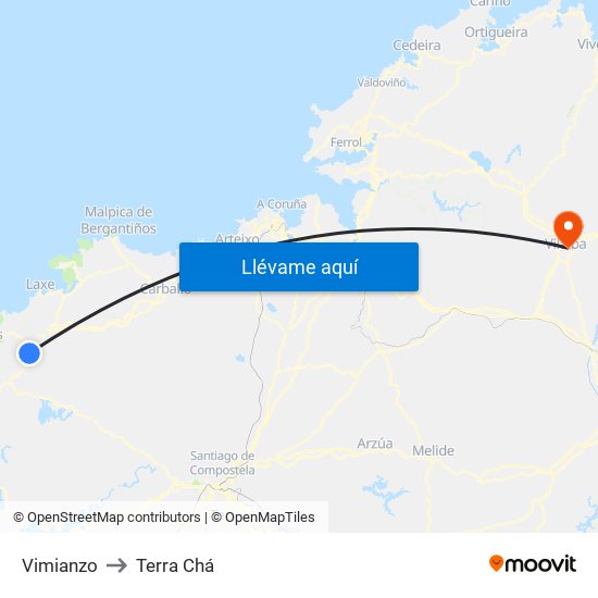 Vimianzo to Terra Chá map