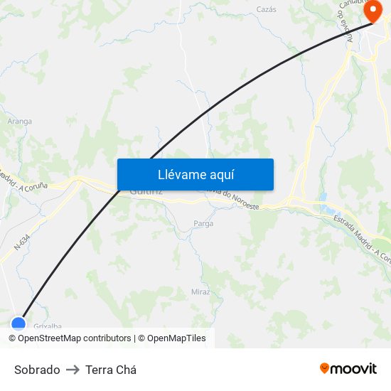 Sobrado to Terra Chá map