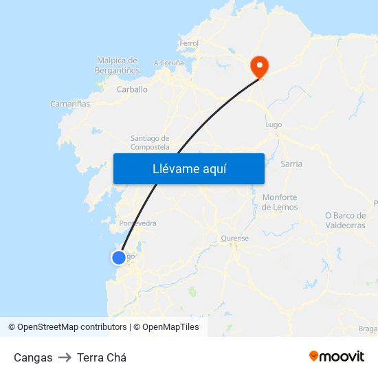 Cangas to Terra Chá map