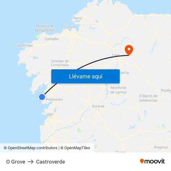 O Grove to Castroverde map