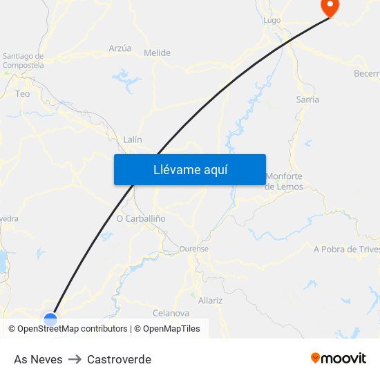 As Neves to Castroverde map