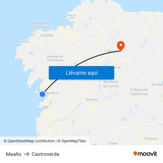 Meaño to Castroverde map
