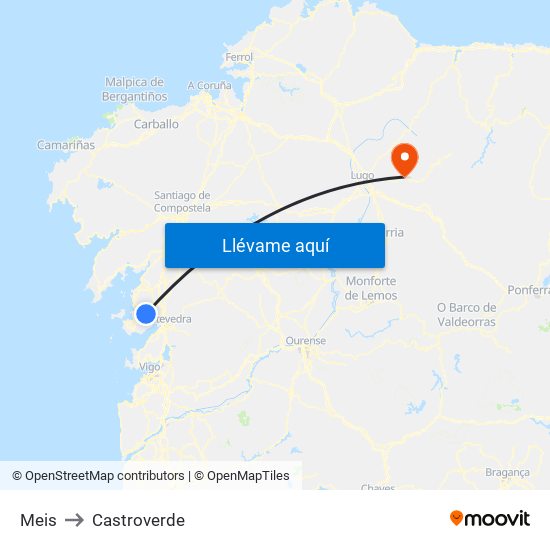 Meis to Castroverde map