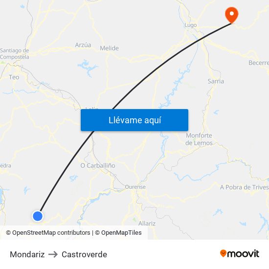 Mondariz to Castroverde map
