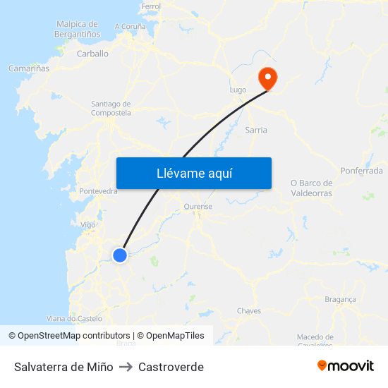 Salvaterra de Miño to Castroverde map